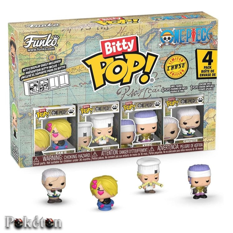 Funko Bitty POP! 4x One Piece - Sanji, Zeff, Krieg + eine zufällige Figur - NEU
