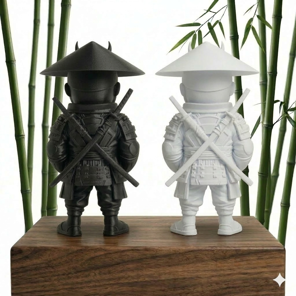 Samurai Totenkopf Figure Ninja 3D PLA – schwarz & weiß zur Auswahl – Skull Deko Statue