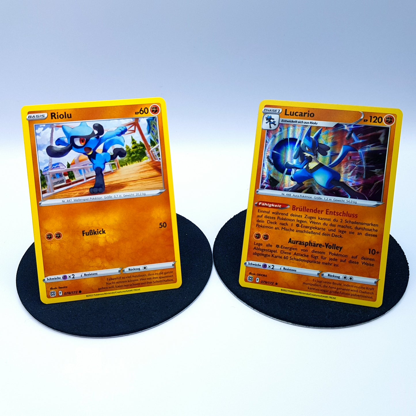 Riolu 78/172 Lucario 079/172 rare holo SWSH Strahlende Sterne 2022 DE Pokemon