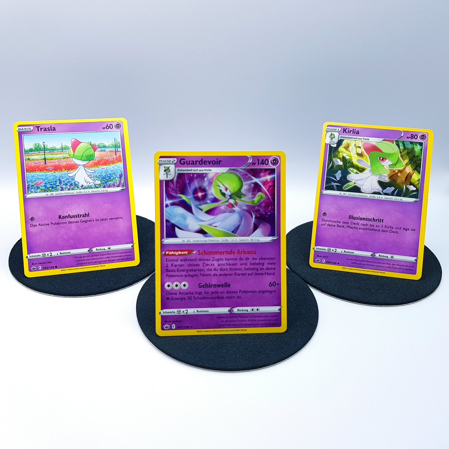 Trasla 059/198 Kirlia 060/198 Guardevoir 061/198 rare holo SWSH 2021 DE Pokemon