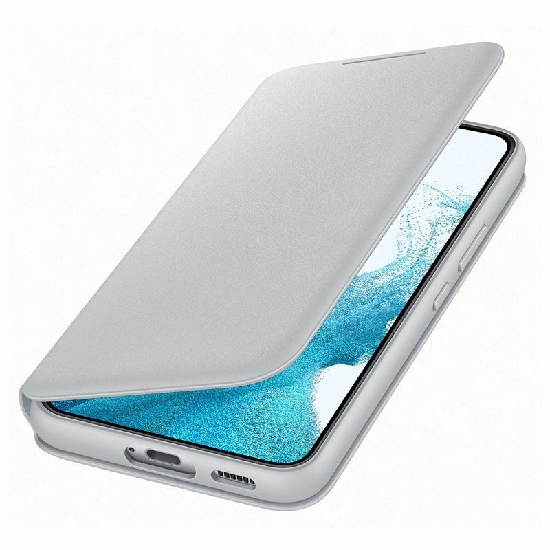 Samsung Galaxy S22 LED View Smartphone Cover Handy-Hülle Kartenhalterung Hellgrau