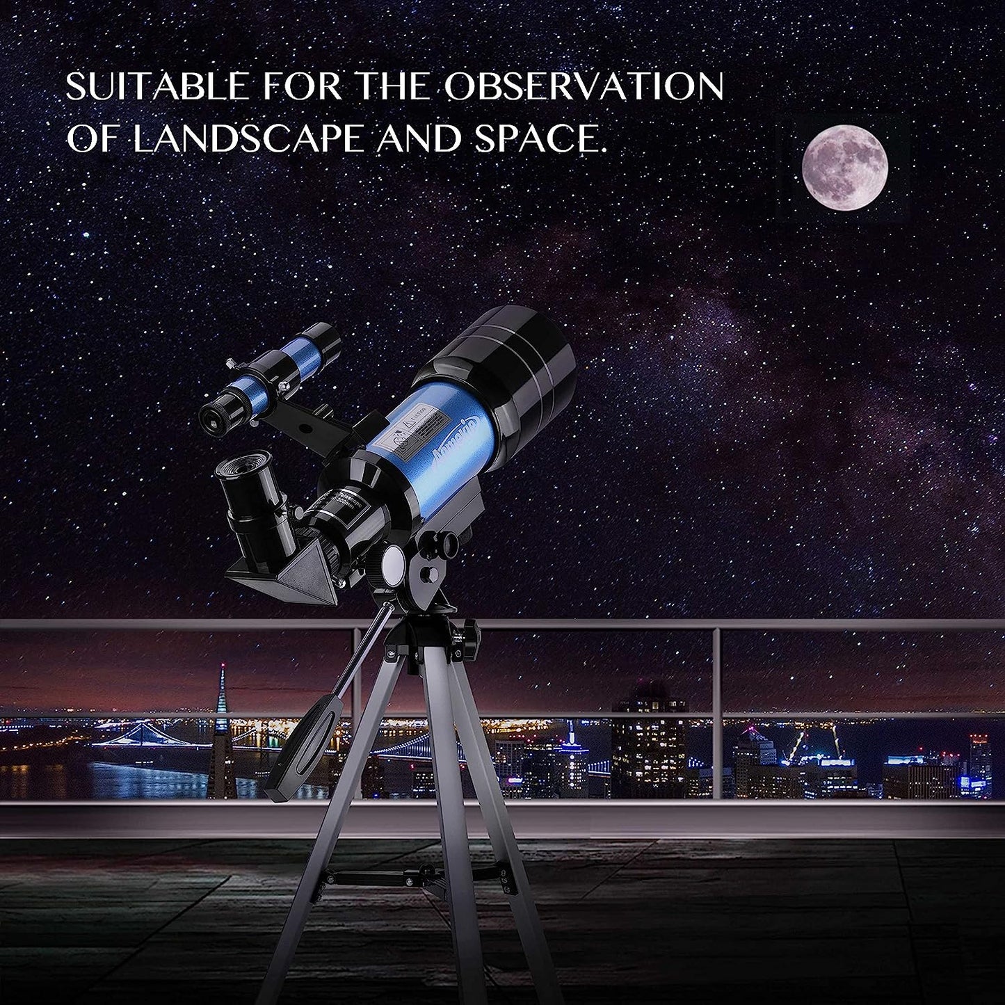 Teleskop Kinder Einsteiger 30070MM Astronomisches Fernrohr Refraktor Stativ & Sucherfernrohr