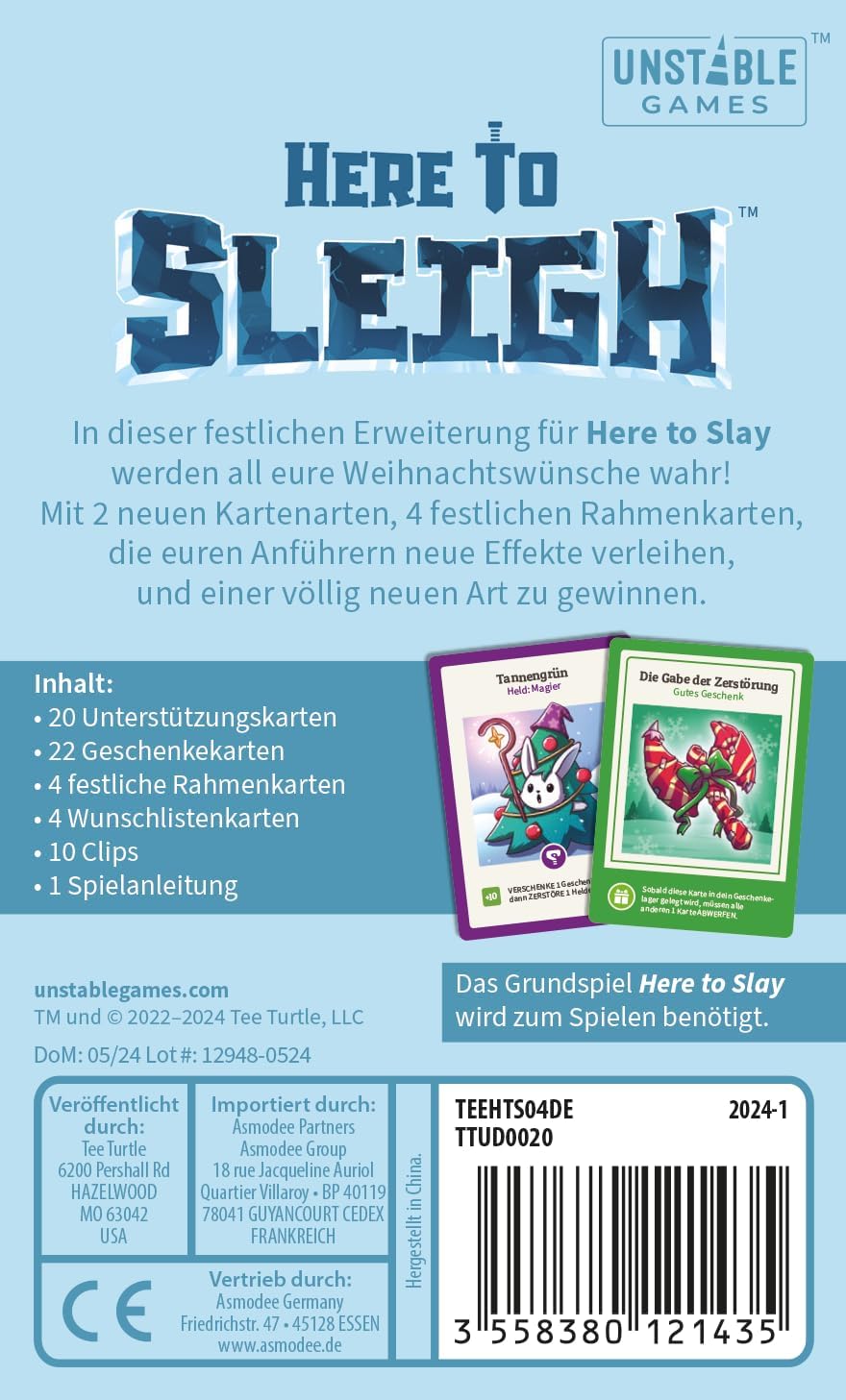 Unstable Games, Here to Slay - Here to Sleigh, Kartenspiel Erweiterung Deutsch - NEU