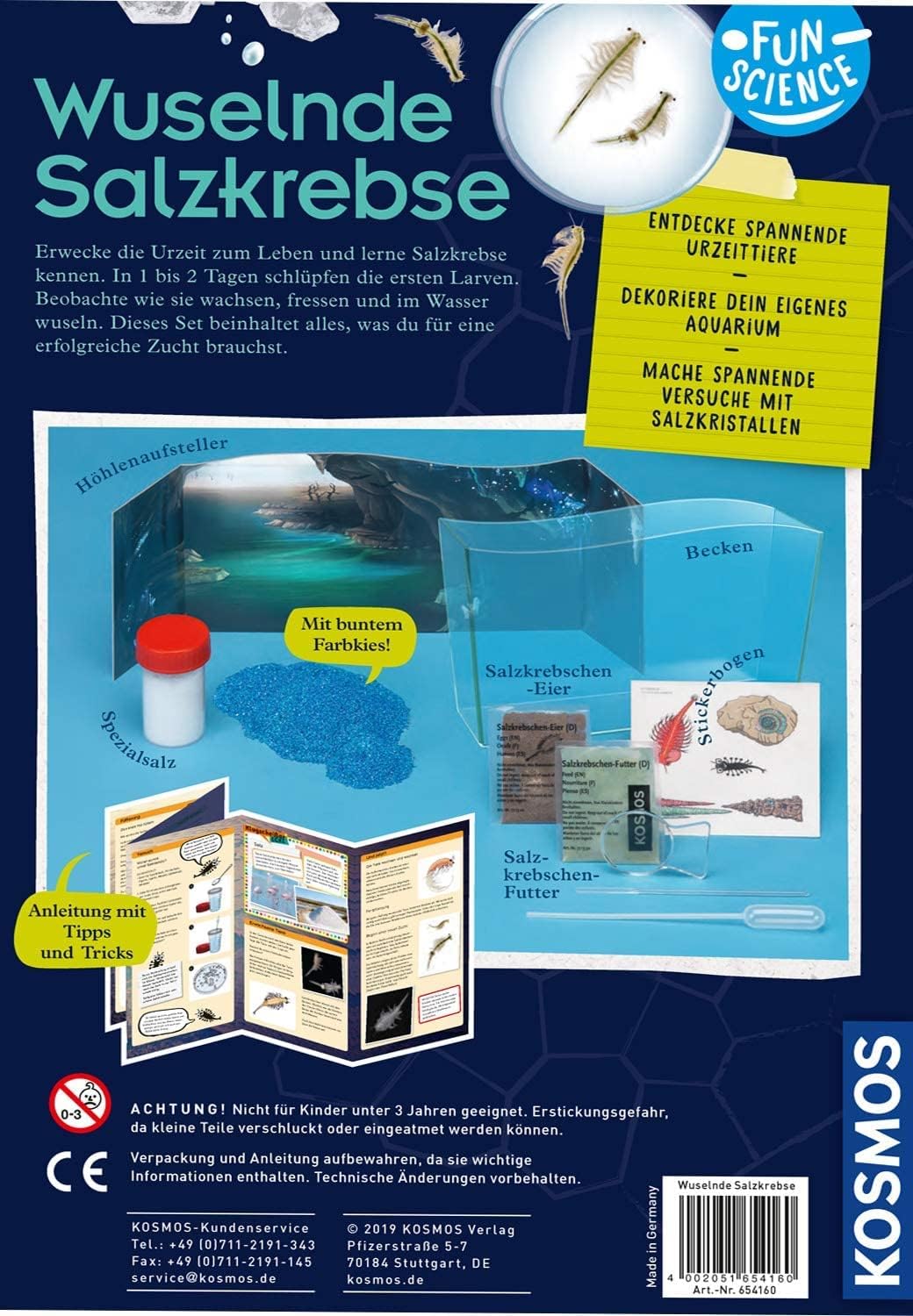 KOSMOS 654160 - Wuselnde Salzkrebse Triops - Erwecke die Urzeit zum Leben - Experimentier-Set für Kinder