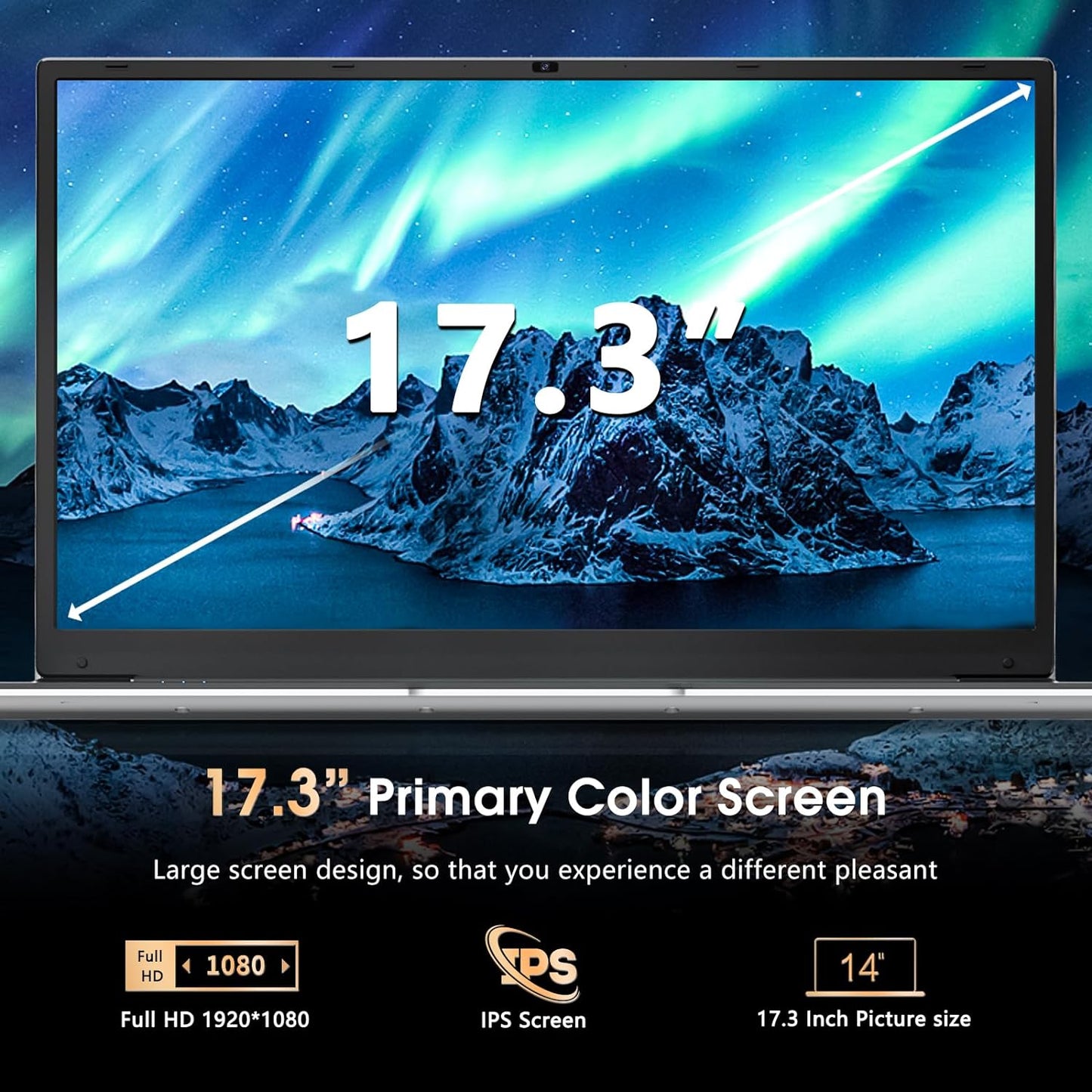 SGIN M17Laptop  17,3 Zoll 8GB RAM 512GB SSD ROM Windows 11 Home Intel Celeron