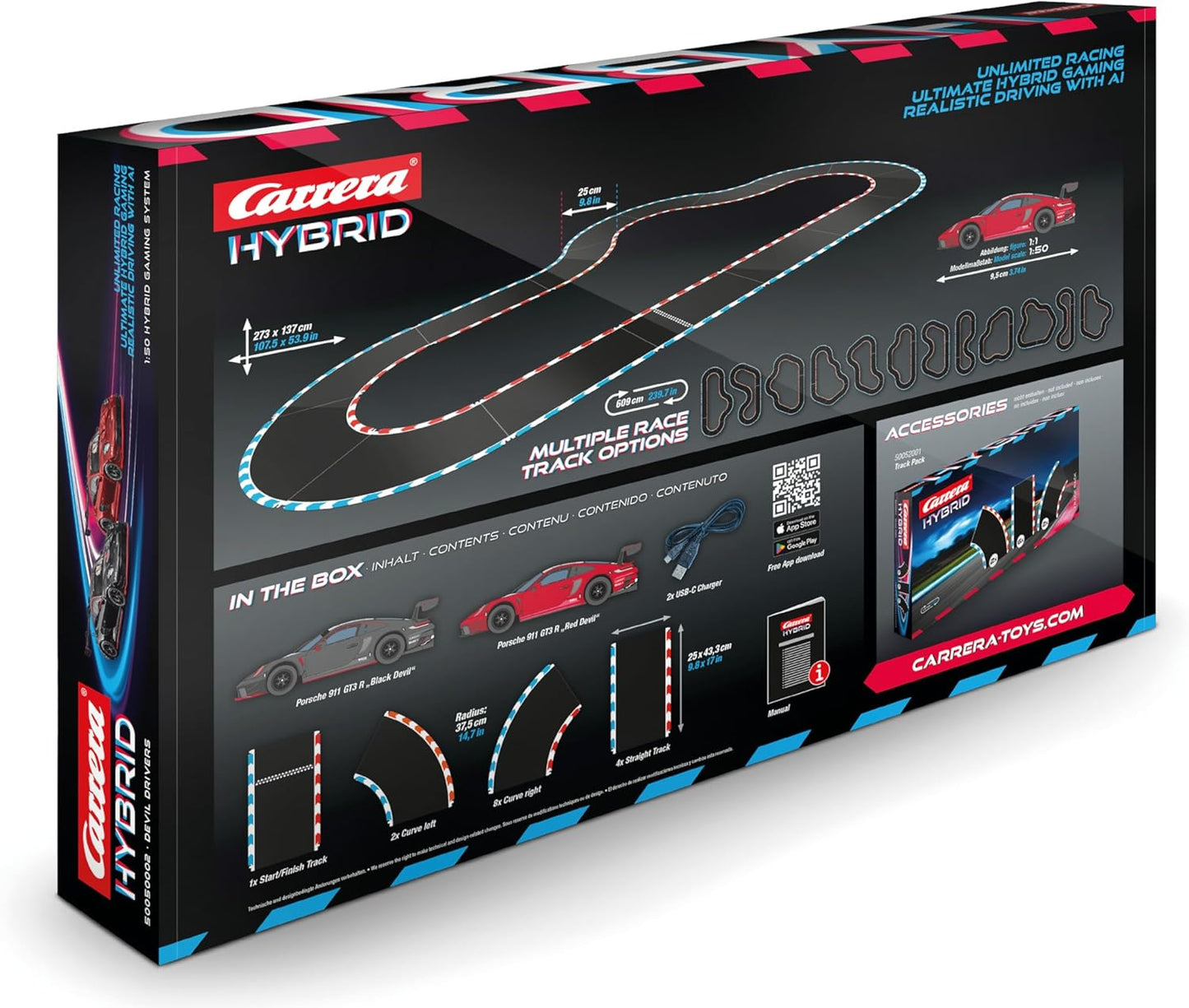Carrera HYBRID Devil Drivers Porsche 911 GT3 R  Steuerung per Smartphone App - NEU