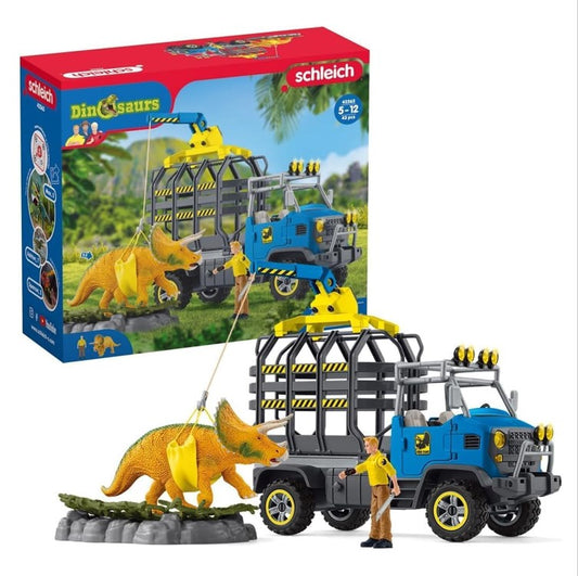 SCHLEICH Dinosaurs 42565 Triceratops Truck Mission Dino Figur - gebraucht neuwertig