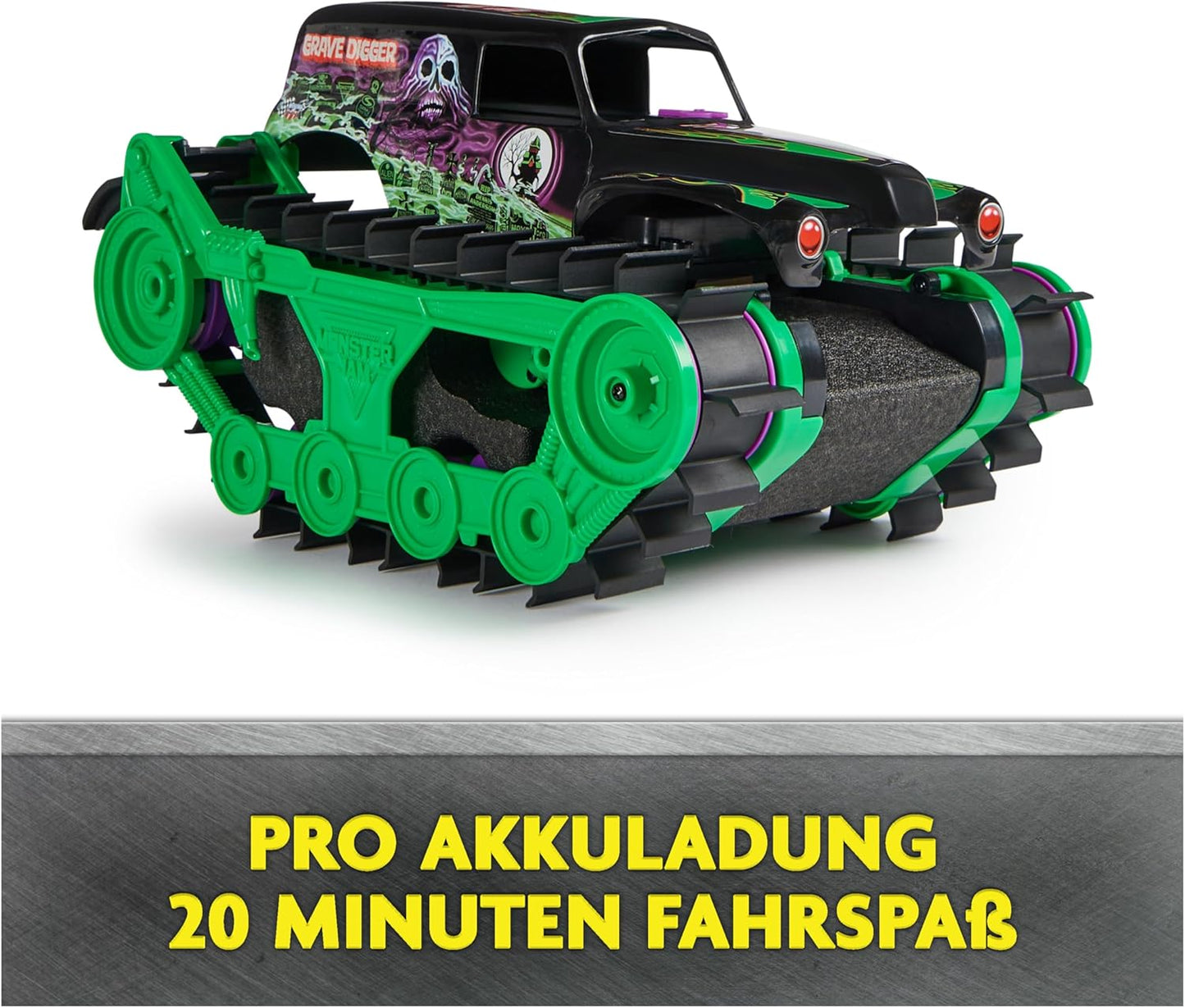 Monster Jam Grave Digger Trax RC Monster Truck für Land & Wasser Spielzeug Kinder
