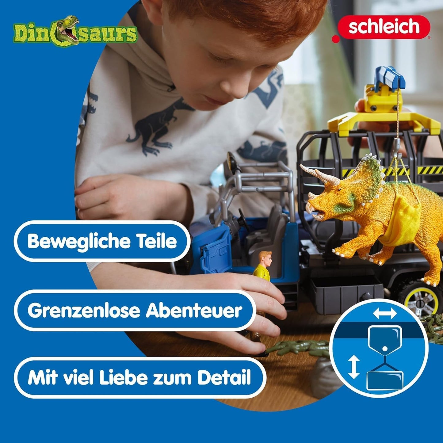 SCHLEICH Dinosaurs 42565 Triceratops Truck Mission Dino Figur - gebraucht neuwertig