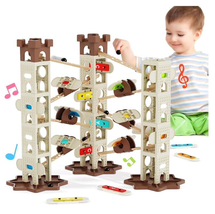Murmelbahn Kugelbahn mit Musik Bausteine mit 9 Musikbahnen Kinder Spielzeug - NEU