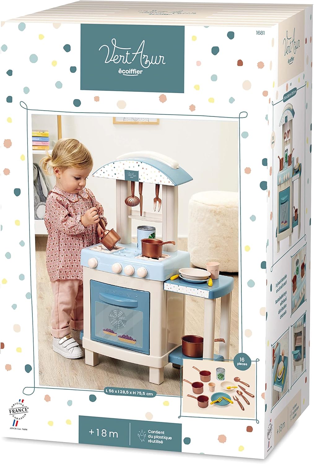 Ecoiffier Gourmet Küche für Kinder mit Zubehör Spielzeug Kinderküche kochen 58cm