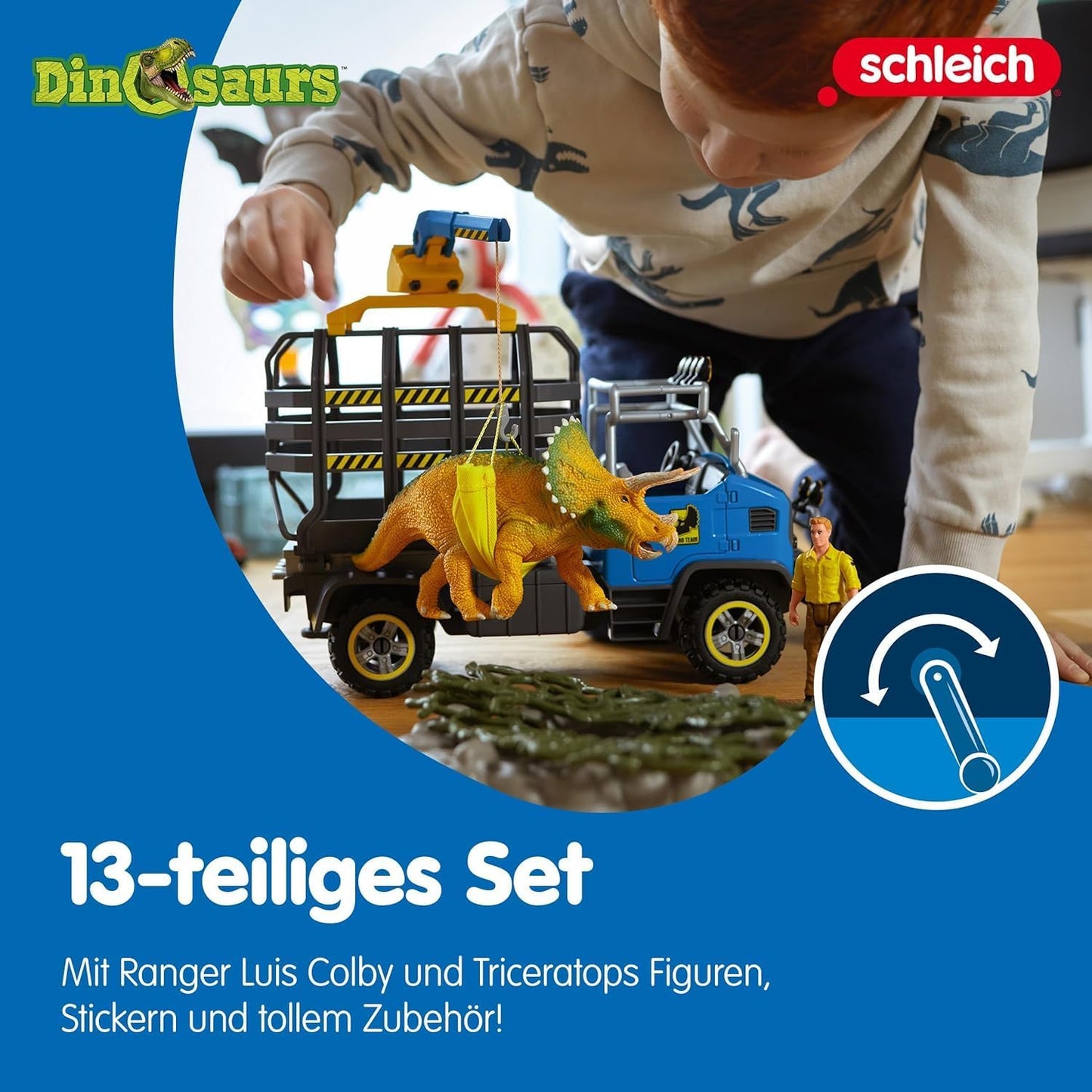 SCHLEICH Dinosaurs 42565 Triceratops Truck Mission Dino Figur - gebraucht neuwertig