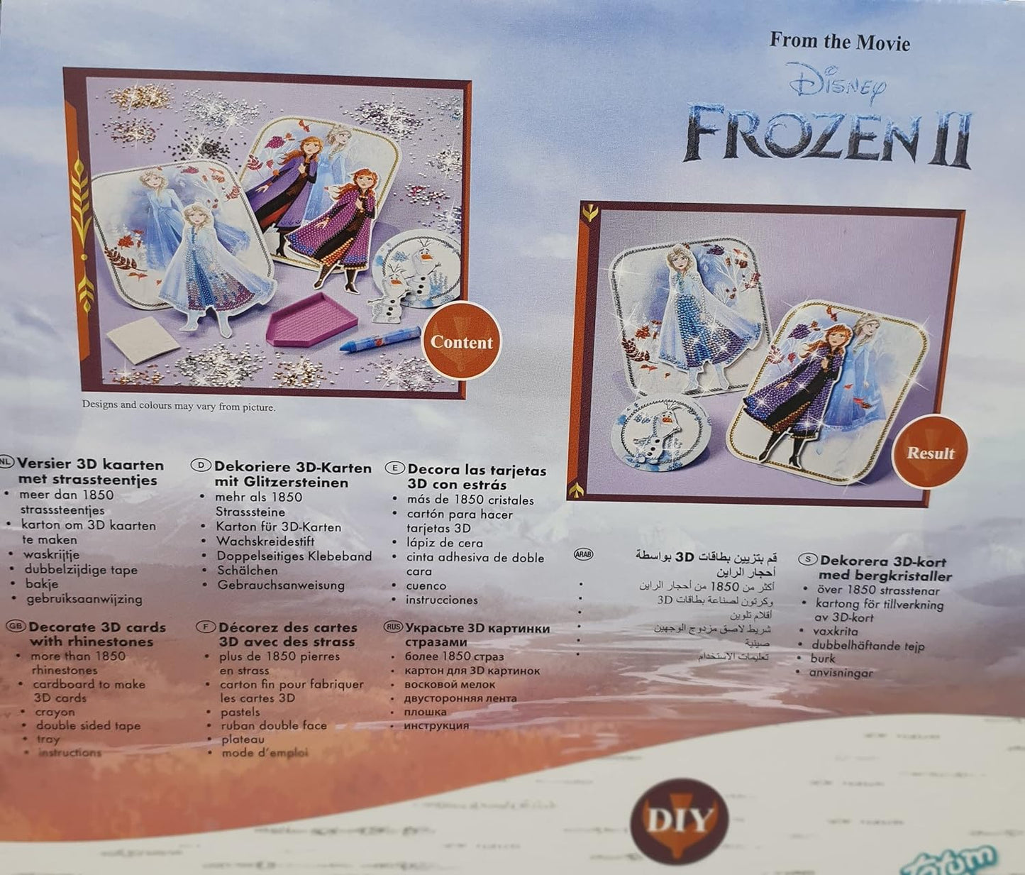 Frozen Crystal Art Diamond Painting-Set: 3D Karten (Anna & Elsa & Olaf) mit Glitzersteinen