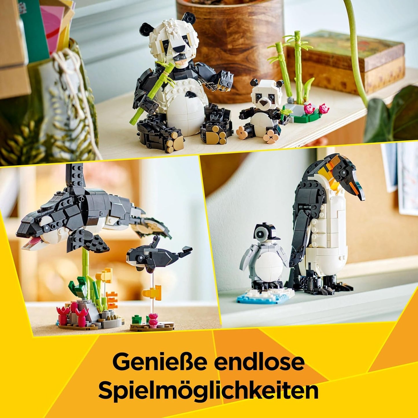 LEGO Creator 31165 Wilde Tiere 3 in 1 Tierfamilie Pandas, Pinguine & Orca Schwertwale - NEU
