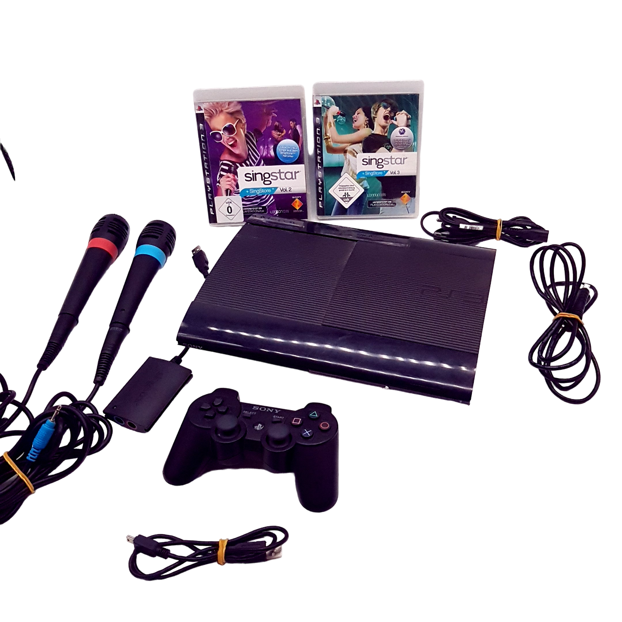 Ps3 Playstation 3 Singstar Paket - Konsole 12GB + Dualshock 3 Controller + 2 Spiele - gebraucht