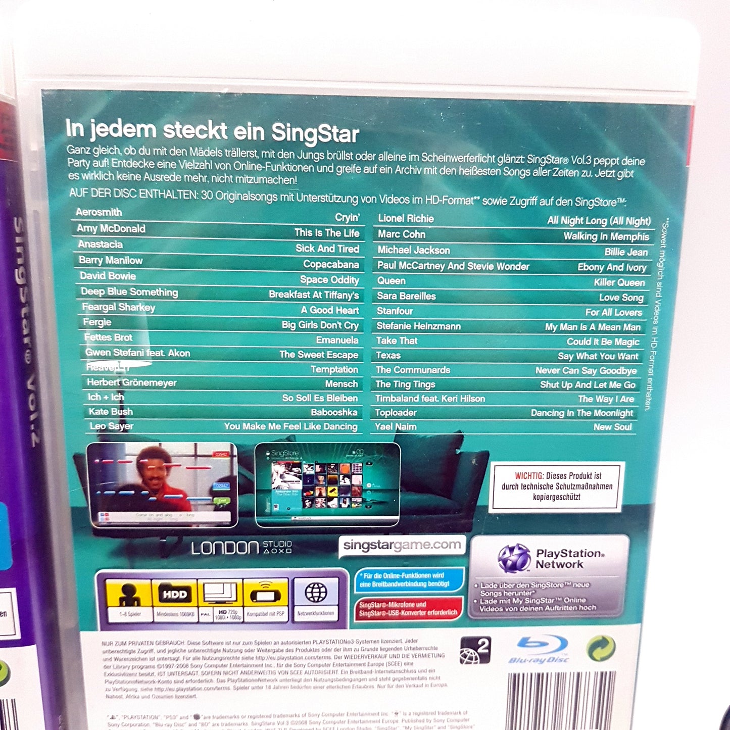 Ps3 Playstation 3 Singstar Paket - Konsole 12GB + Dualshock 3 Controller + 2 Spiele - gebraucht