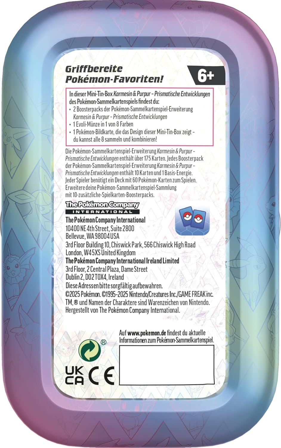 Pokémon Mini-Tin-Box Prismatische Entwicklungen: Aquana (deutsch) Sammelkarten