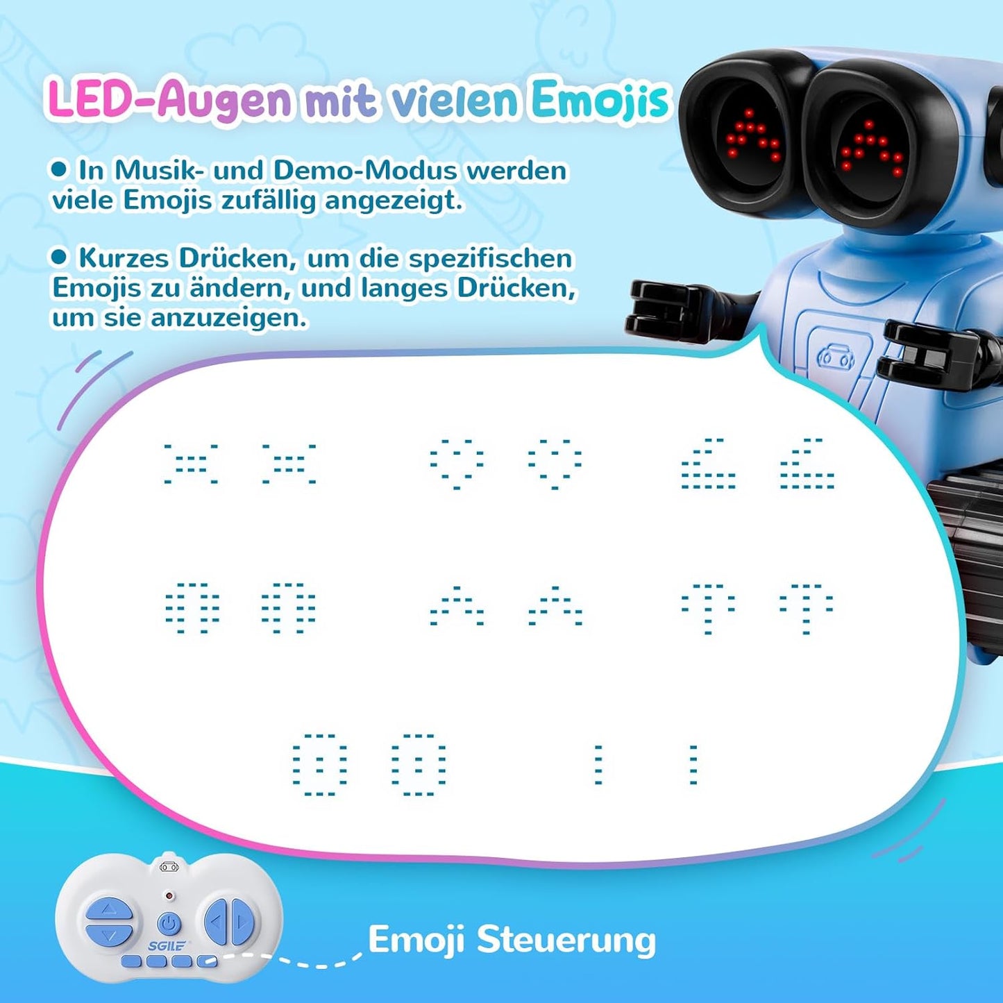 SGILE emotional ferngesteuerter Roboter Spielzeug mit LED & Musik inkl Fernbedienung