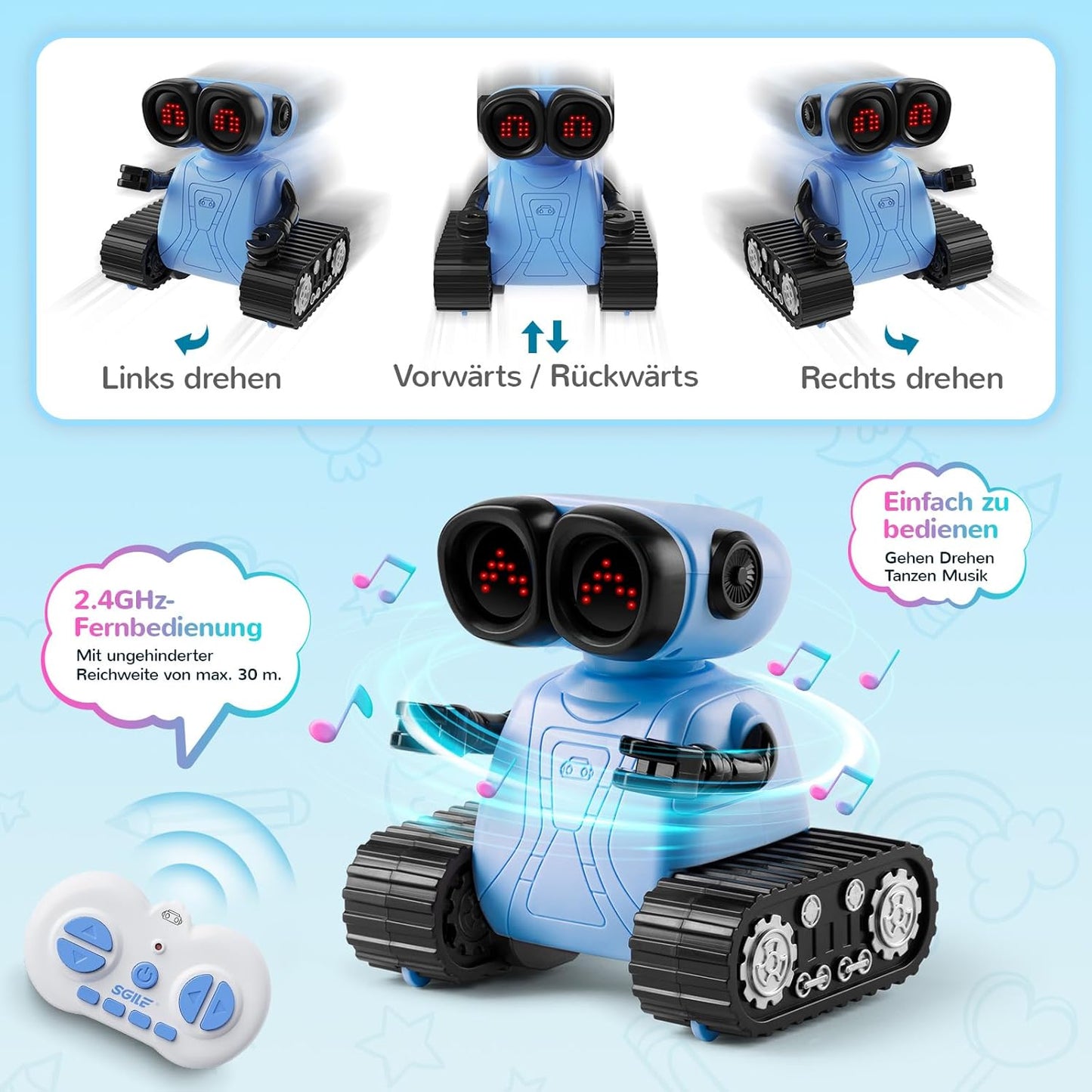 SGILE emotional ferngesteuerter Roboter Spielzeug mit LED & Musik inkl Fernbedienung