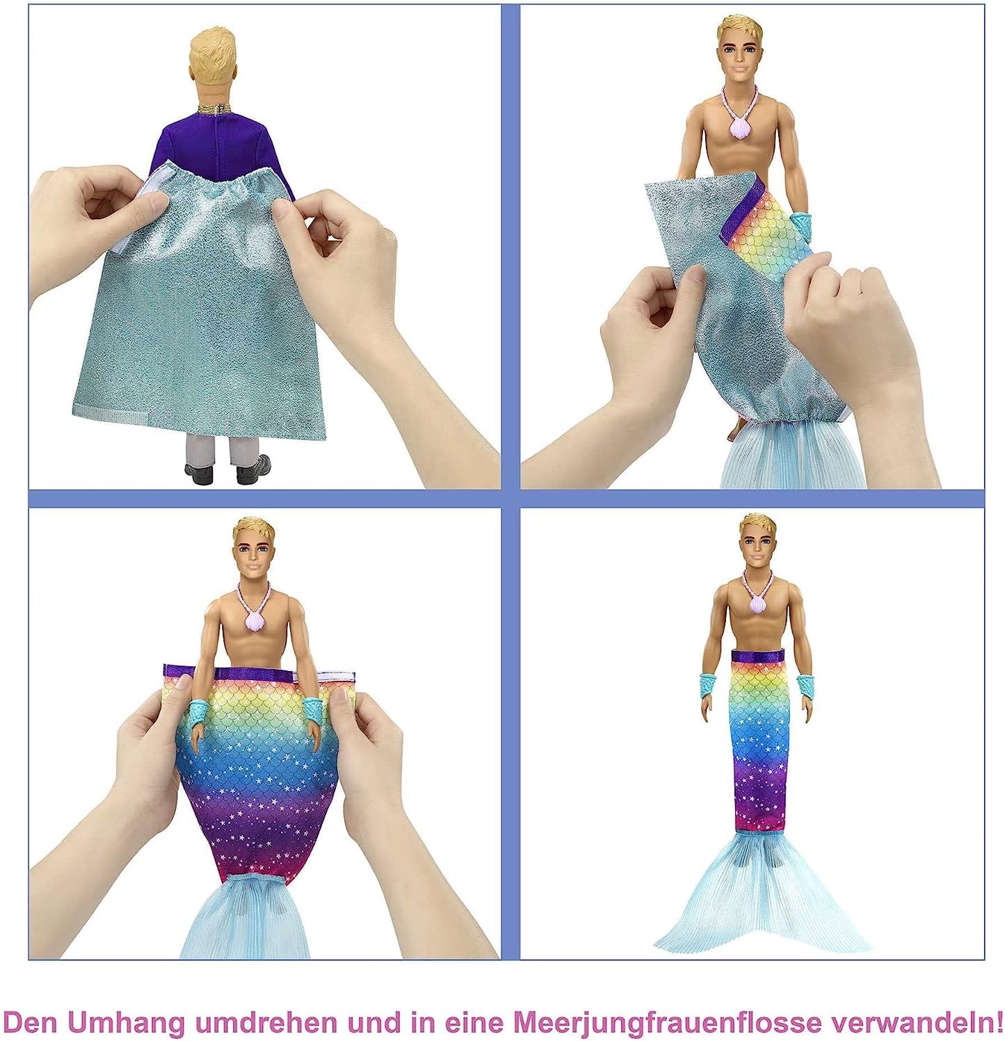 Barbie GTF93 - Dreamtopia 2-in-1 Ken-Puppe - Verwandlung von Prinz zu Meermann