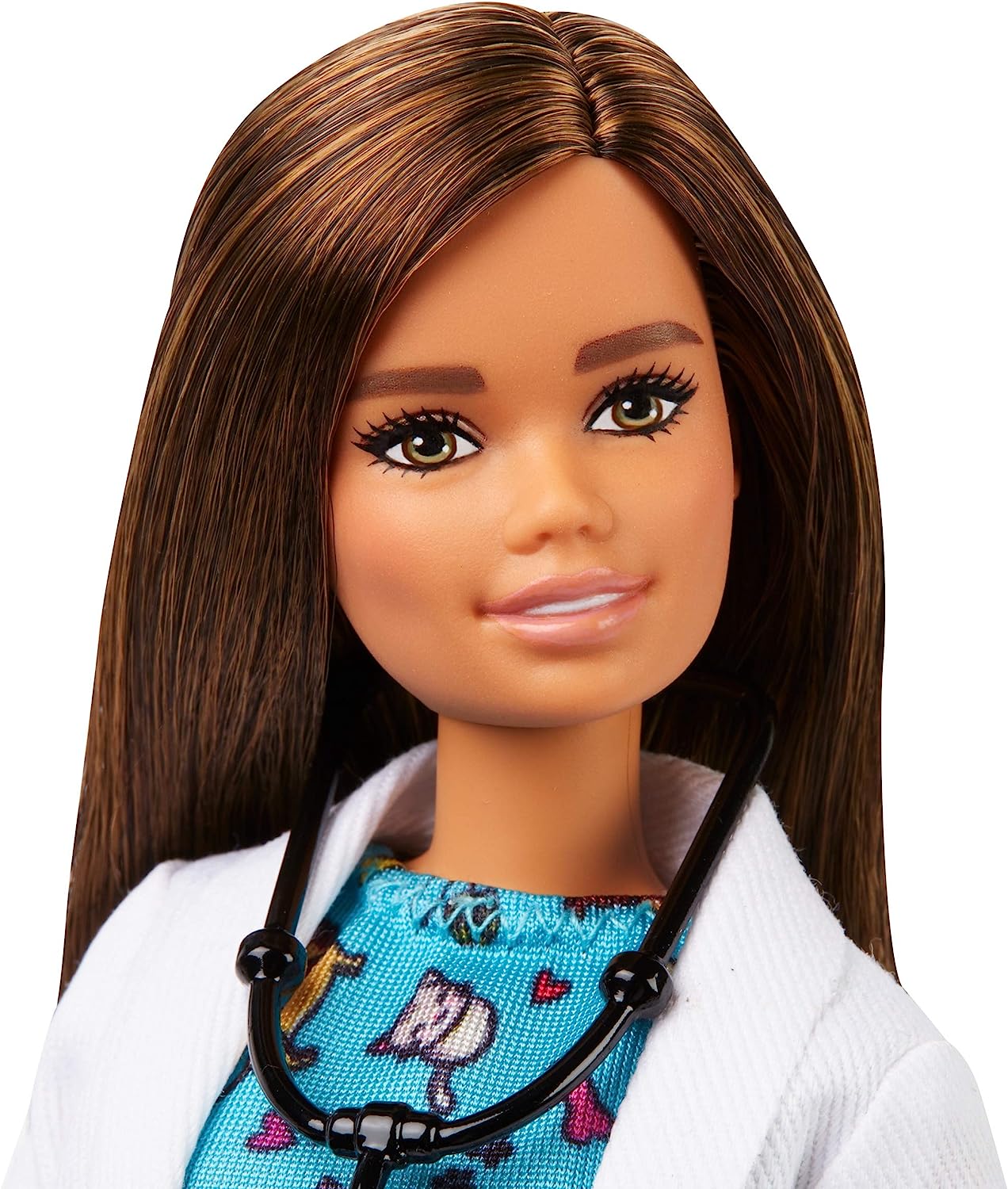 Barbie GJL63 - Brünette Barbie Tierärztin Puppe mit Arztkittel, Kleid und Kätzchen