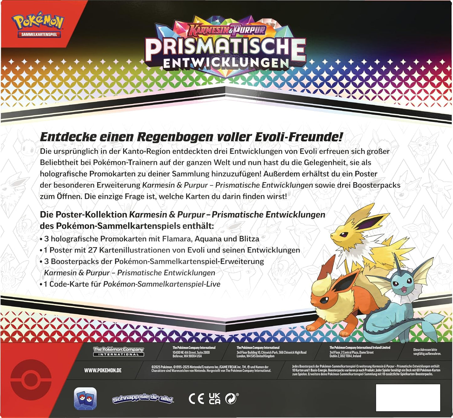 Pokemon prismatische Entwicklungen Poster Kollektion (3 Booster Packs + 3 Promo) DE
