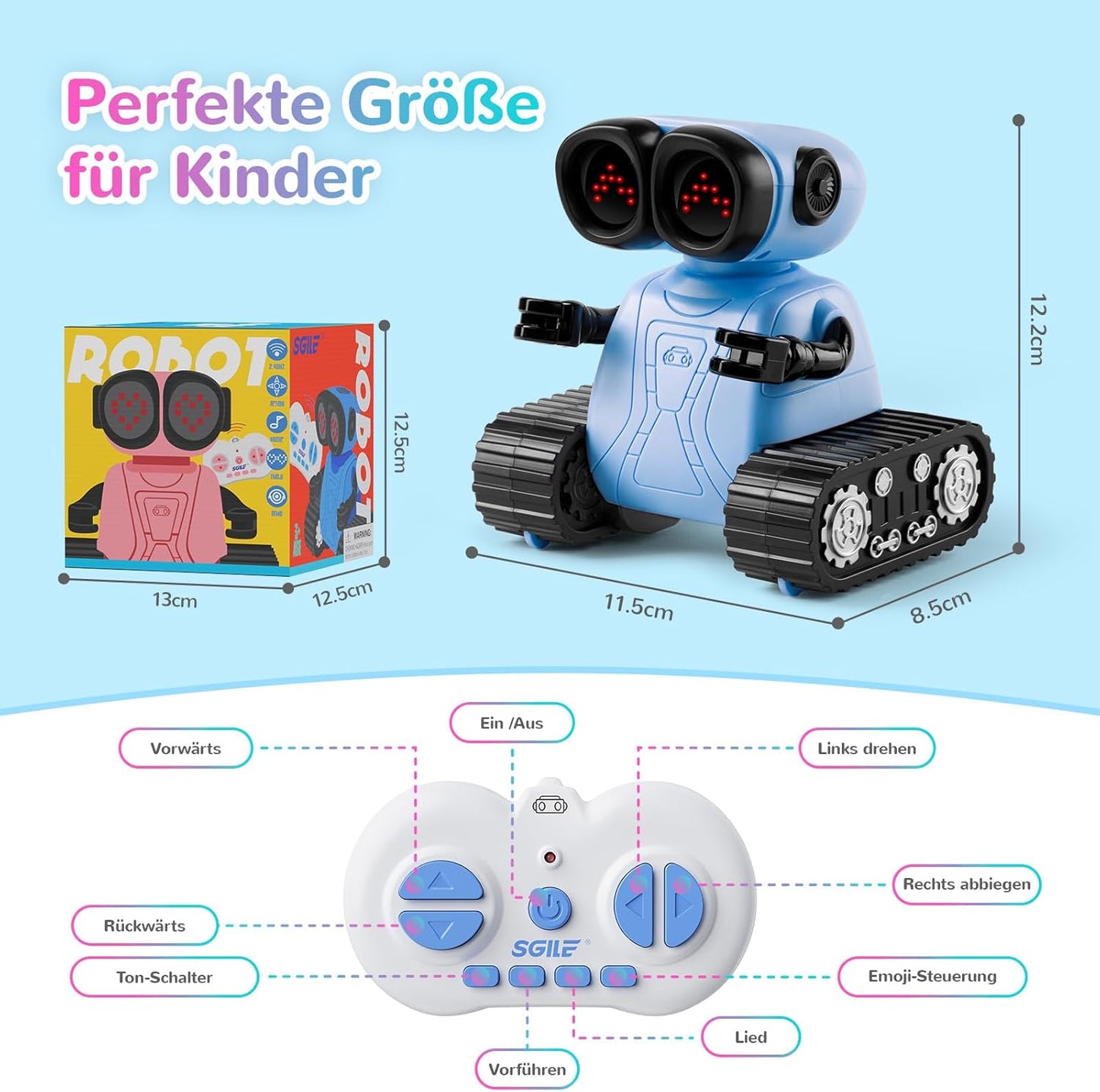 SGILE emotional ferngesteuerter Roboter Spielzeug mit LED & Musik inkl Fernbedienung