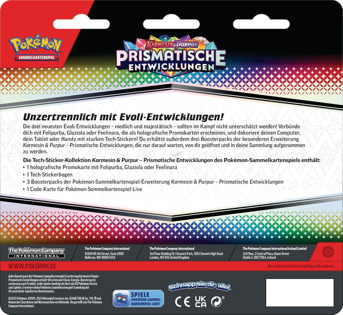 Pokemon prismatische Entwicklungen Tech Sticker Kollektion Feelinara (3er Blister) DE