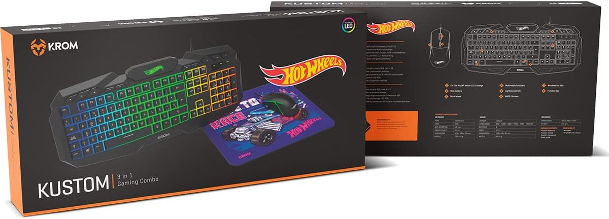 Krom Kit Tastatur inkl Maus und Mauspad - Hot Wheels Kustom Edition 7200dpi - NEU