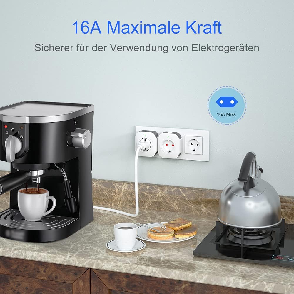 Milfra Smart Wlan Steckdose mit USB, 4er Pack, 16A, Alexa, Smart Home Plug