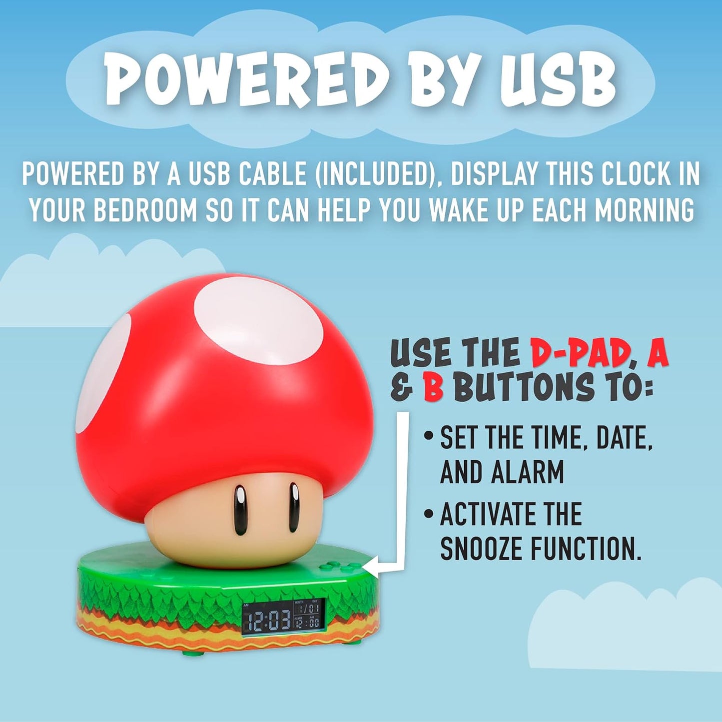 Wecker Alarm Clock Super Mario Pilz Mushroom