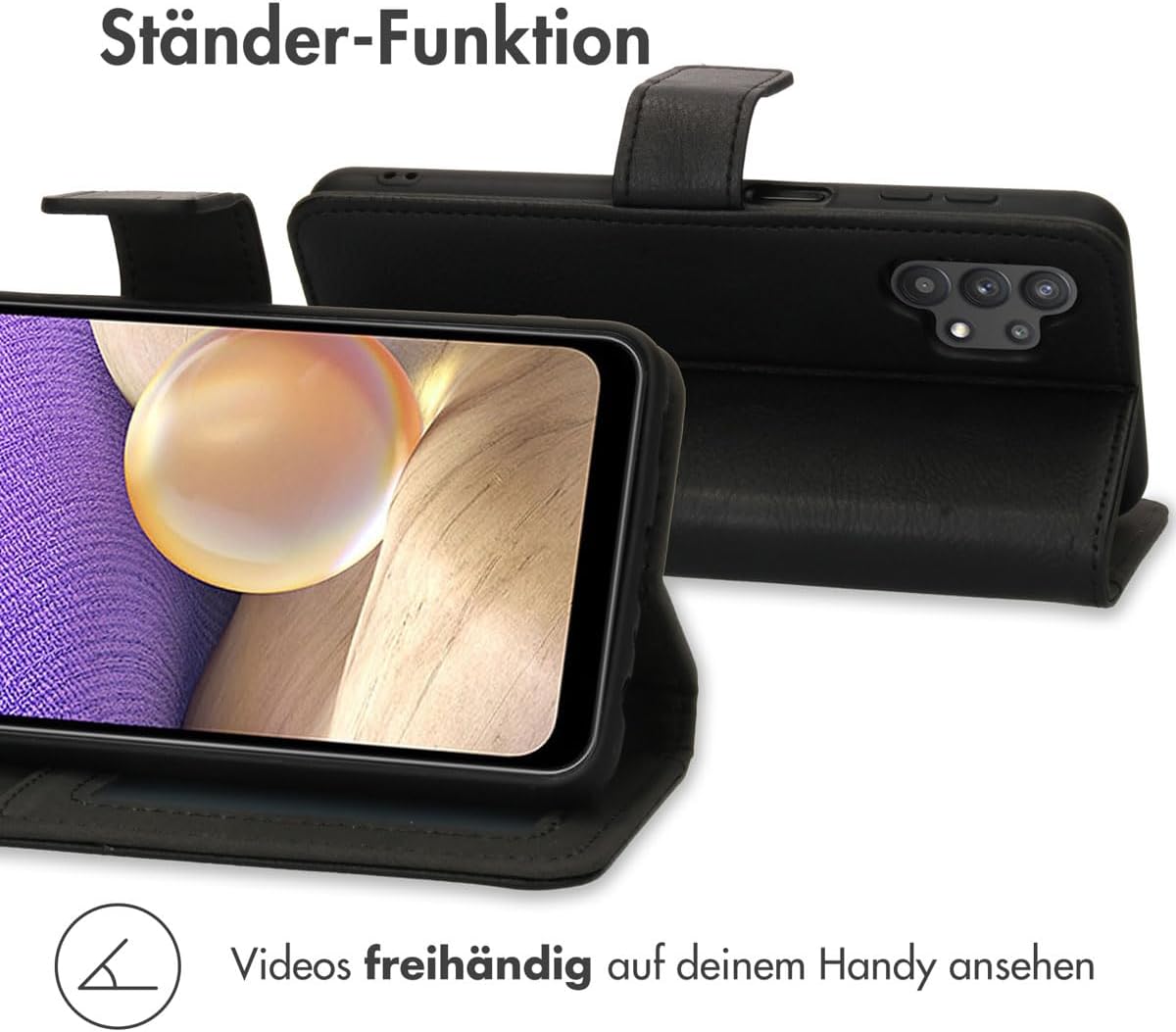 Samsung Galaxy A32 Smartphone Cover Handy-Hülle Kartenhalterung schwarz Bookcase