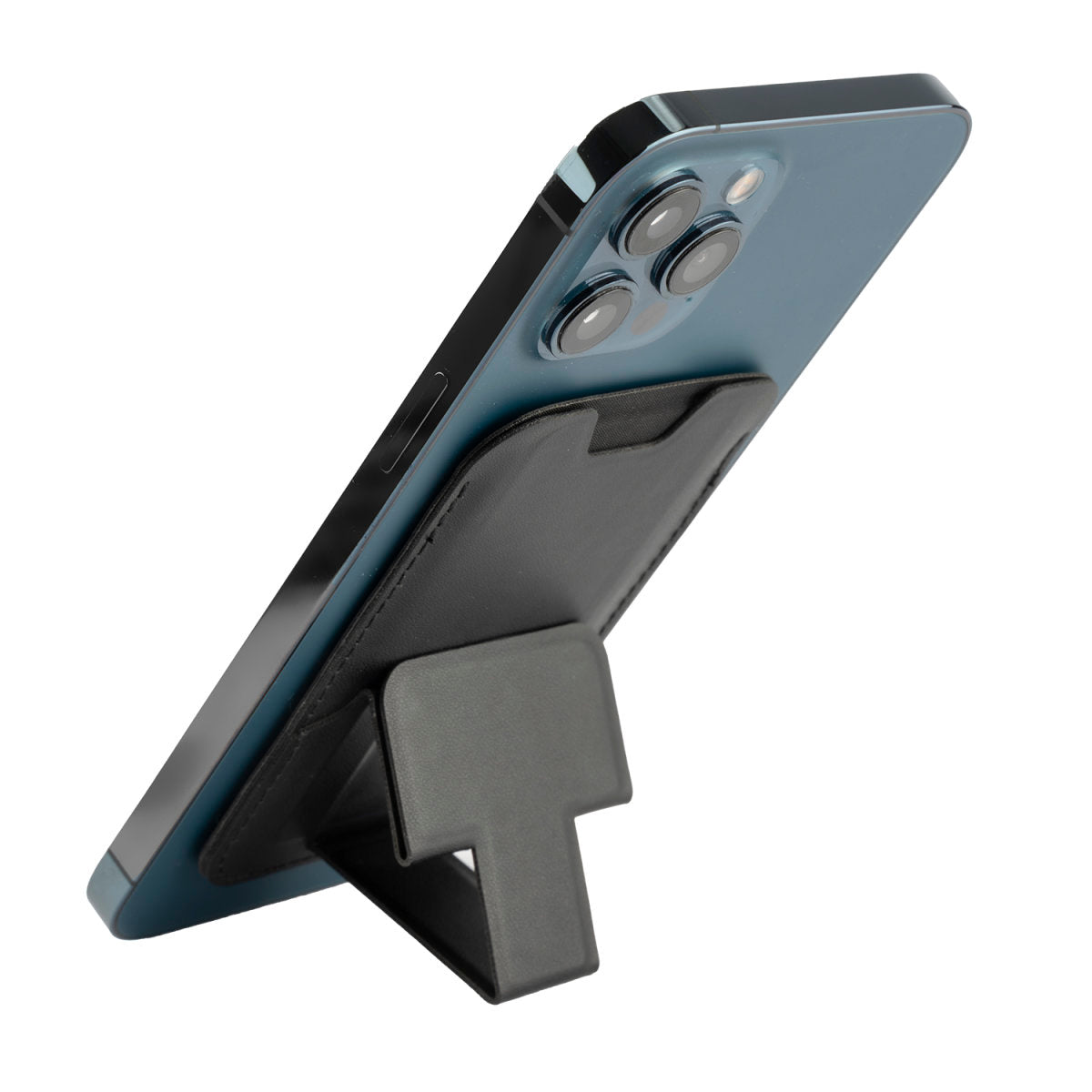 Kickstand Wallet schwarz Karten-Etui Handy Smartphone Halterung for Apple Ihpone Samsung & more