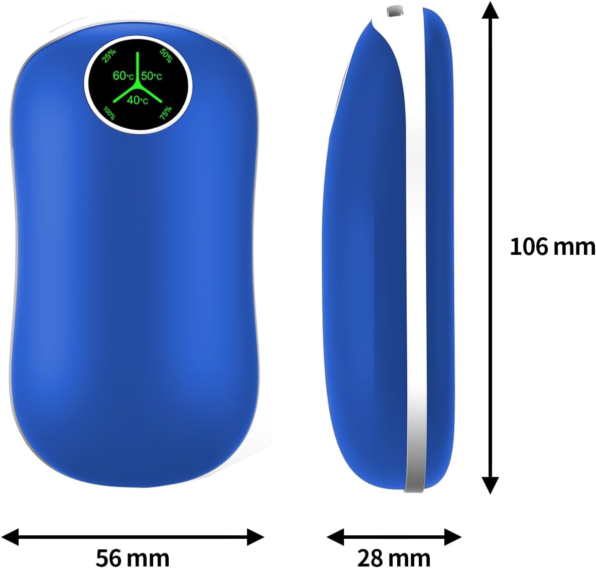 Handwärmer (2Stück) schwarz Akku Taschenwärmer PowerBank mit Digitalanzeige 3 Heizstufen