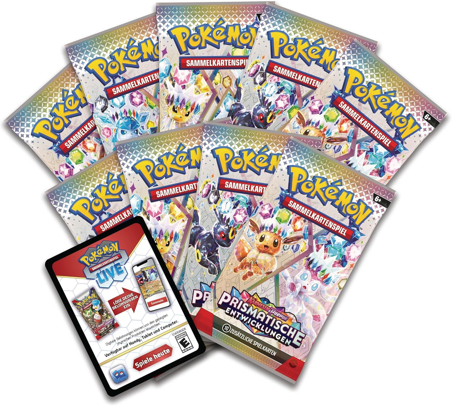 Pokemon prismatische Entwicklungen Top Trainer Box ETB (9 Booster & Evoli Promo) DE