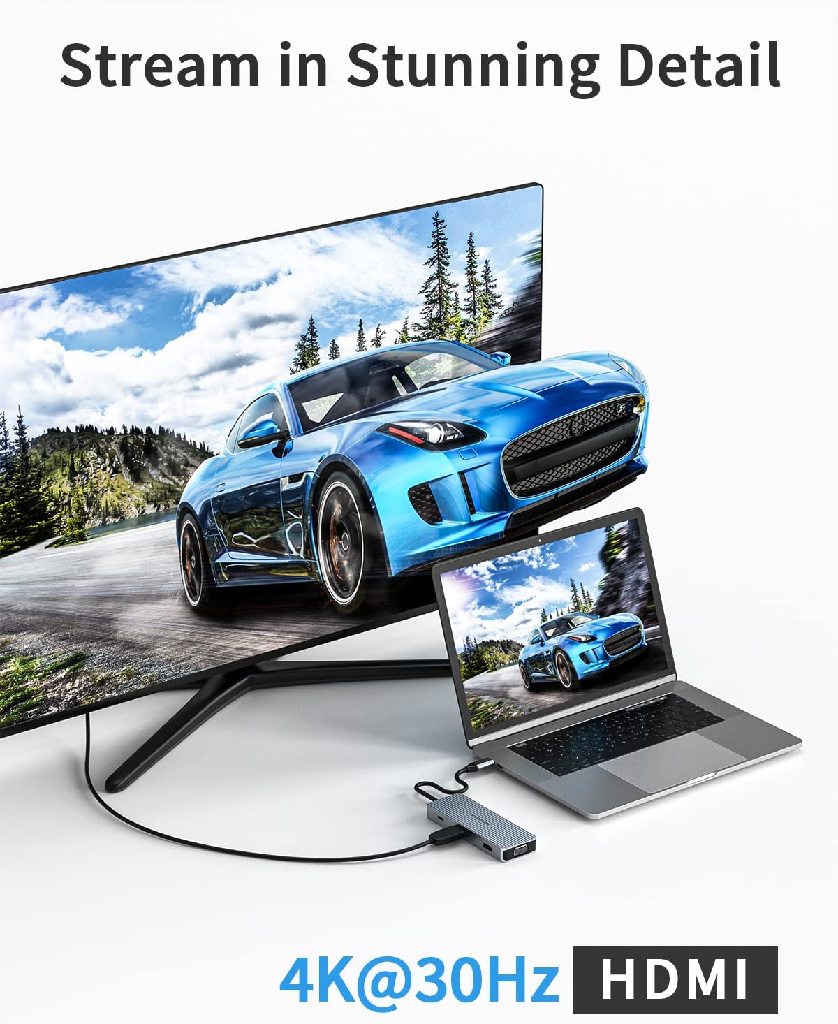 Hub USB C for MacBook 9 in 1 Docking Station Dual Monitor 4 K HDMI, SD/TF Kartenleser
