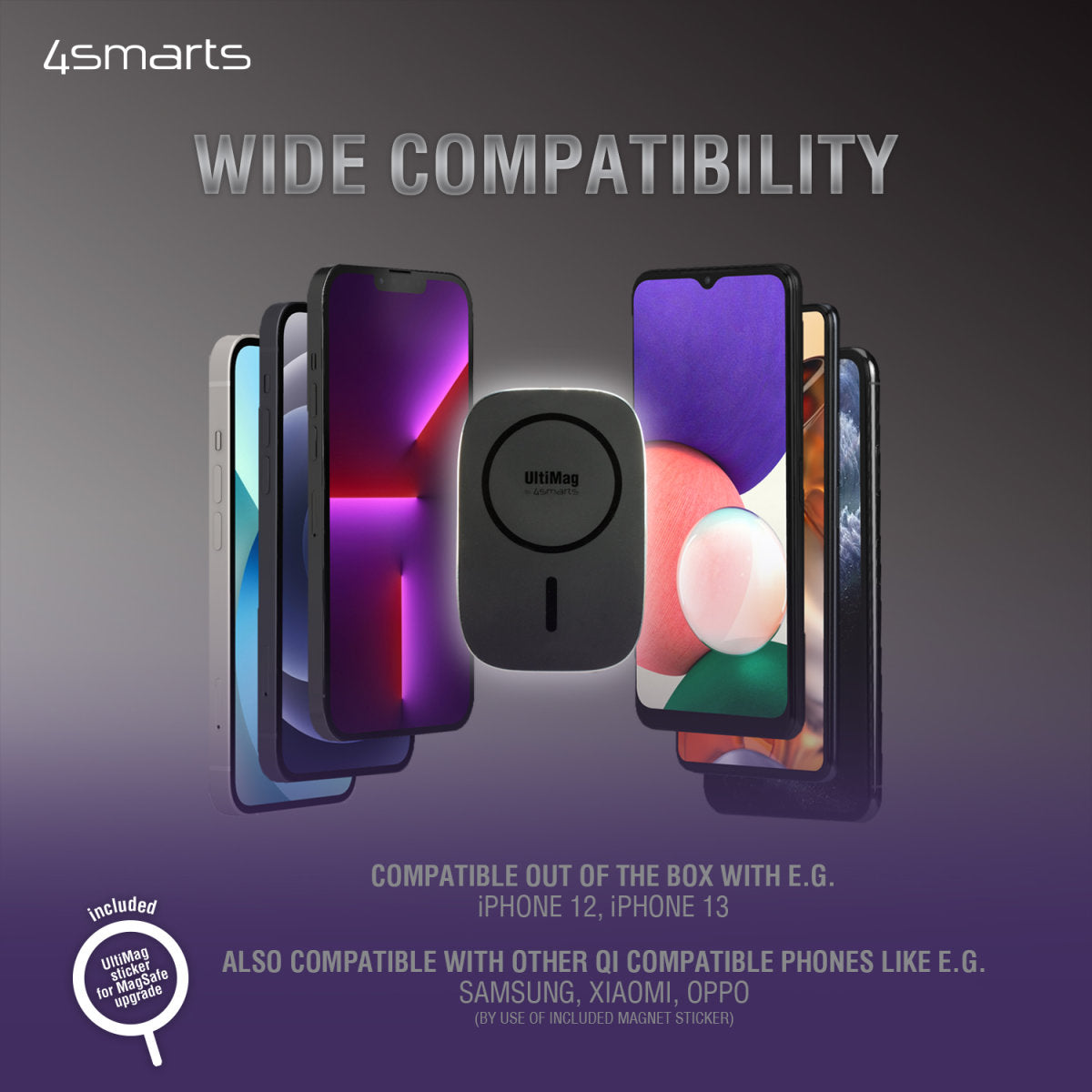 Wireless Kfz Ladeset UltiMag RoadTrip 15W schwarz for Apple Iphone Samsung & more