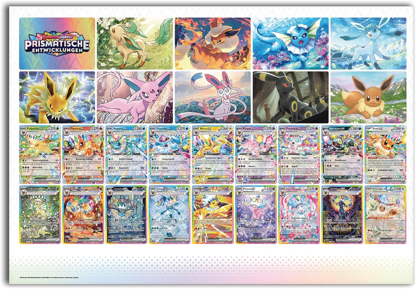 Pokemon prismatische Entwicklungen Poster Kollektion (3 Booster Packs + 3 Promo) DE