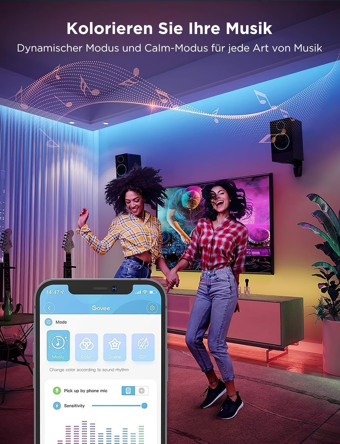 Govee LED Strip 40m, Bluetooth RGB LED Streifen mit App-Steuerung, Farbwechsel, Musik Sync (Kopie)