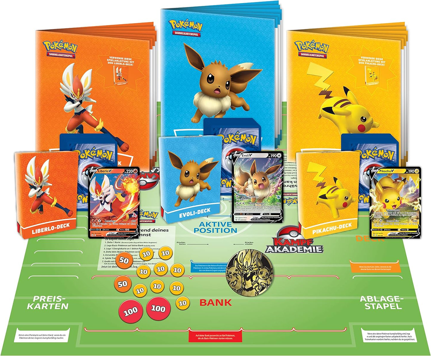 Pokémon-Sammelkartenspiel: Kampfakademie (Liberlo-V, Pikachu-V & Evoli-V)
