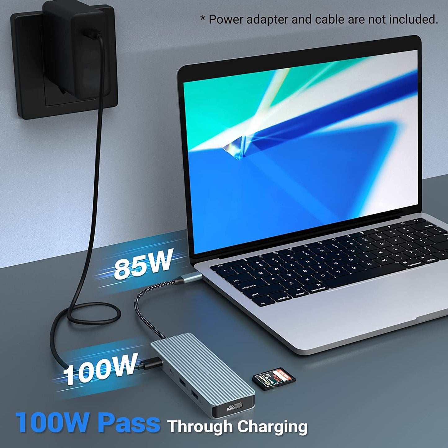 USB C Hub Adapter 10 in 1 MacBook Pro/Air iPad Pro Dongle 4K HDMI Docking Station SD/TF-Kartenleser