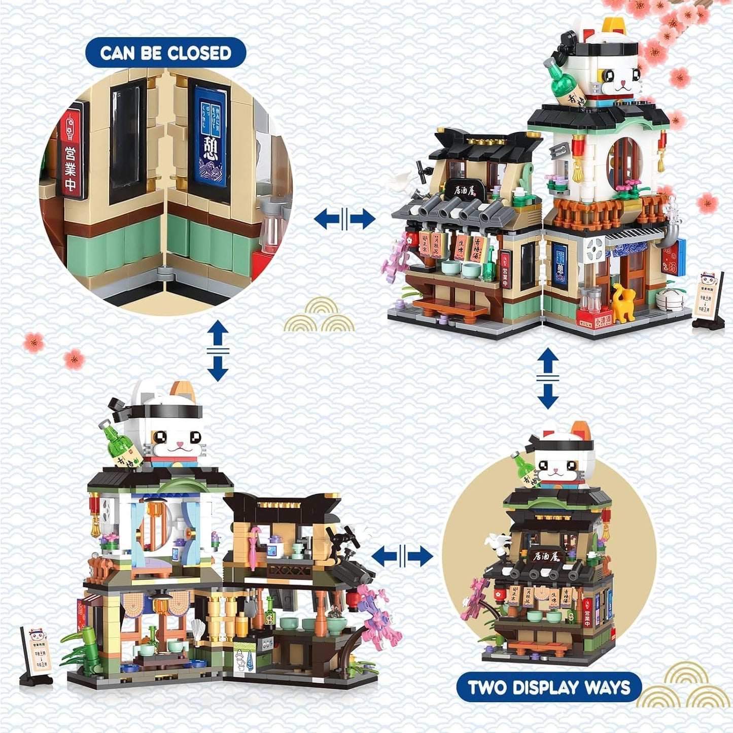 Izakaya Shop Mini Bausteine Klemmbausteine 789 Stück Japanisches Motiv Katze - NEU