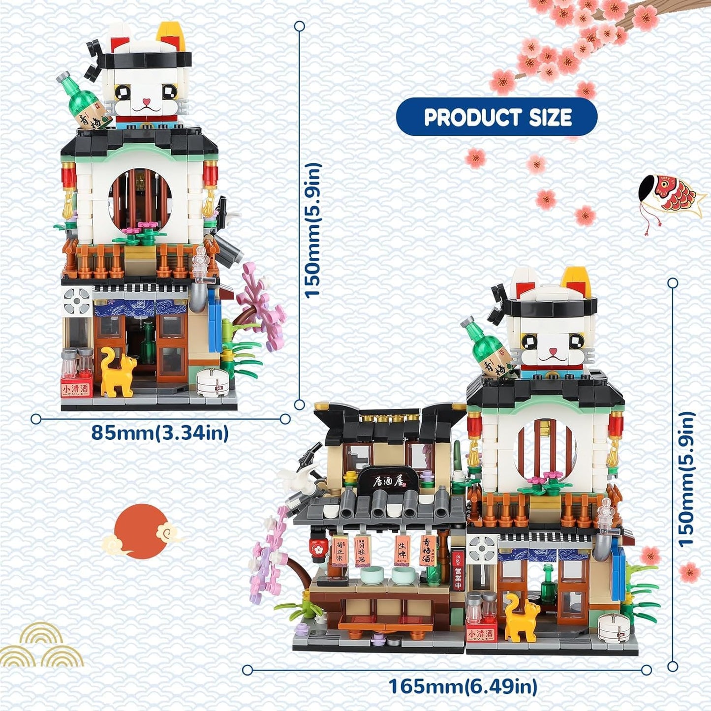 Izakaya Shop Mini Bausteine Klemmbausteine 789 Stück Japanisches Motiv Katze - NEU