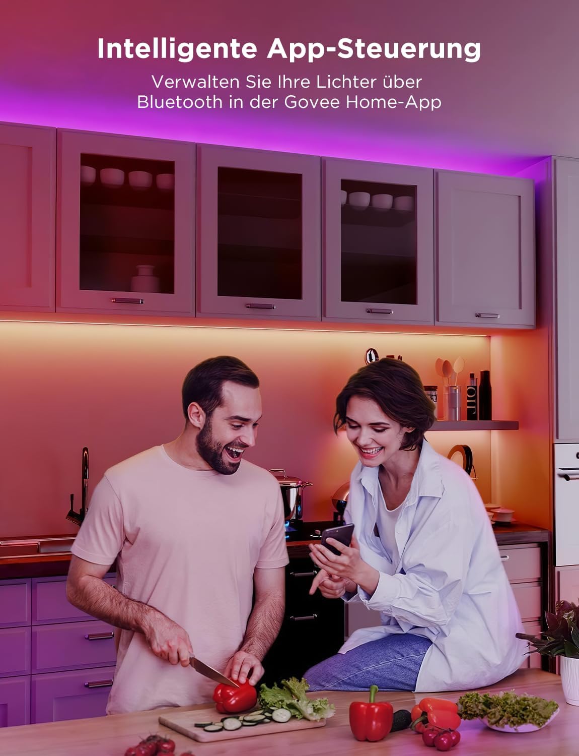Govee LED Strip 40m, Bluetooth RGB LED Streifen mit App-Steuerung, Farbwechsel, Musik Sync (Kopie)