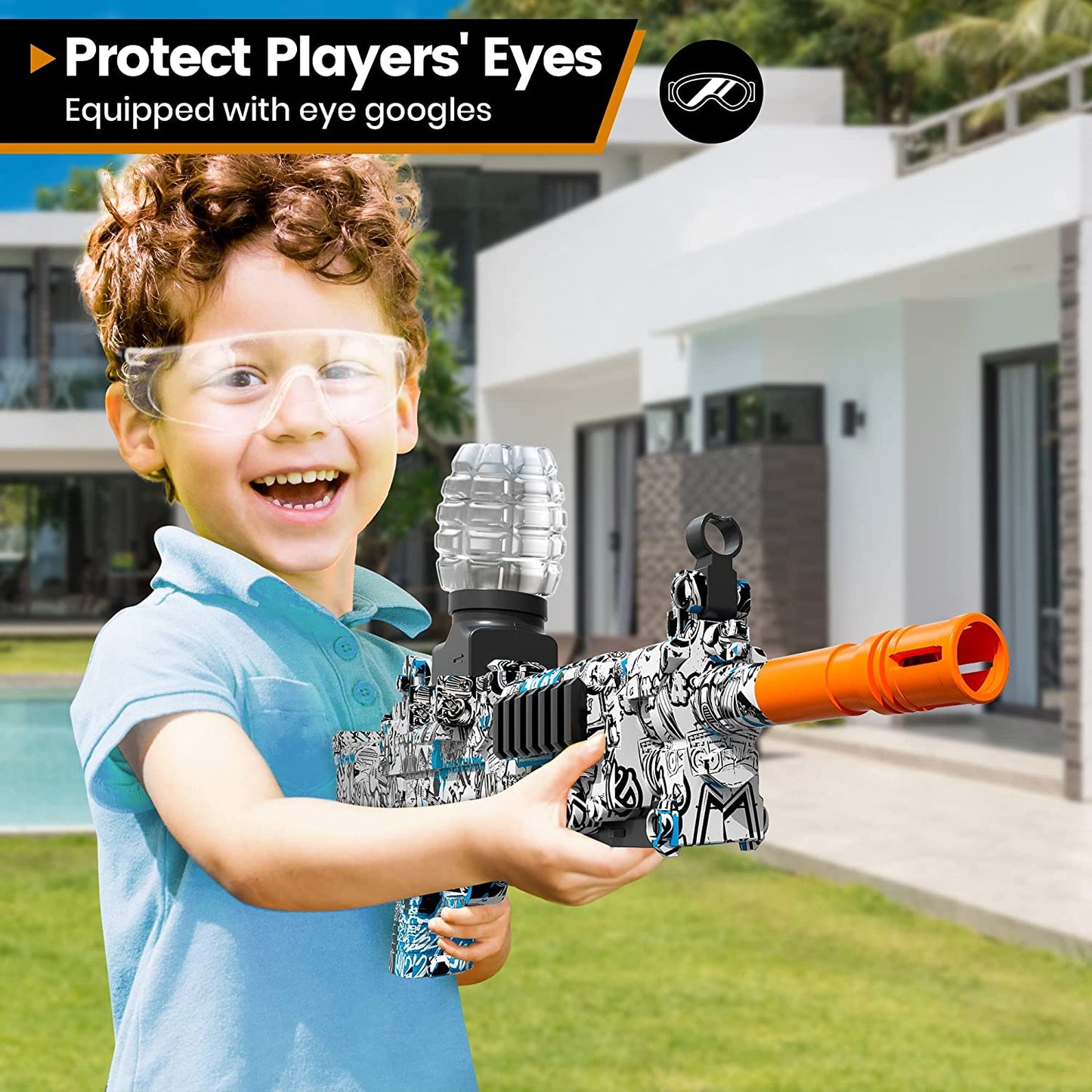 Gel-Ball-Blaster, elektrischer Splatter-Ball-Blaster, mit Schutzbrille, 50000 Munition