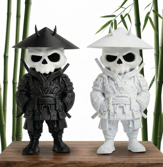 Samurai Totenkopf Figure Ninja 3D  PLA – schwarz & weiß zur Auswahl – Skull Deko Statue