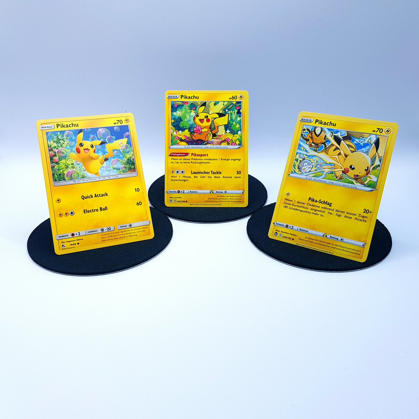 Pokemonkarten - Pikachu 19/68 049/195 052/196 - 3 Stück MINT