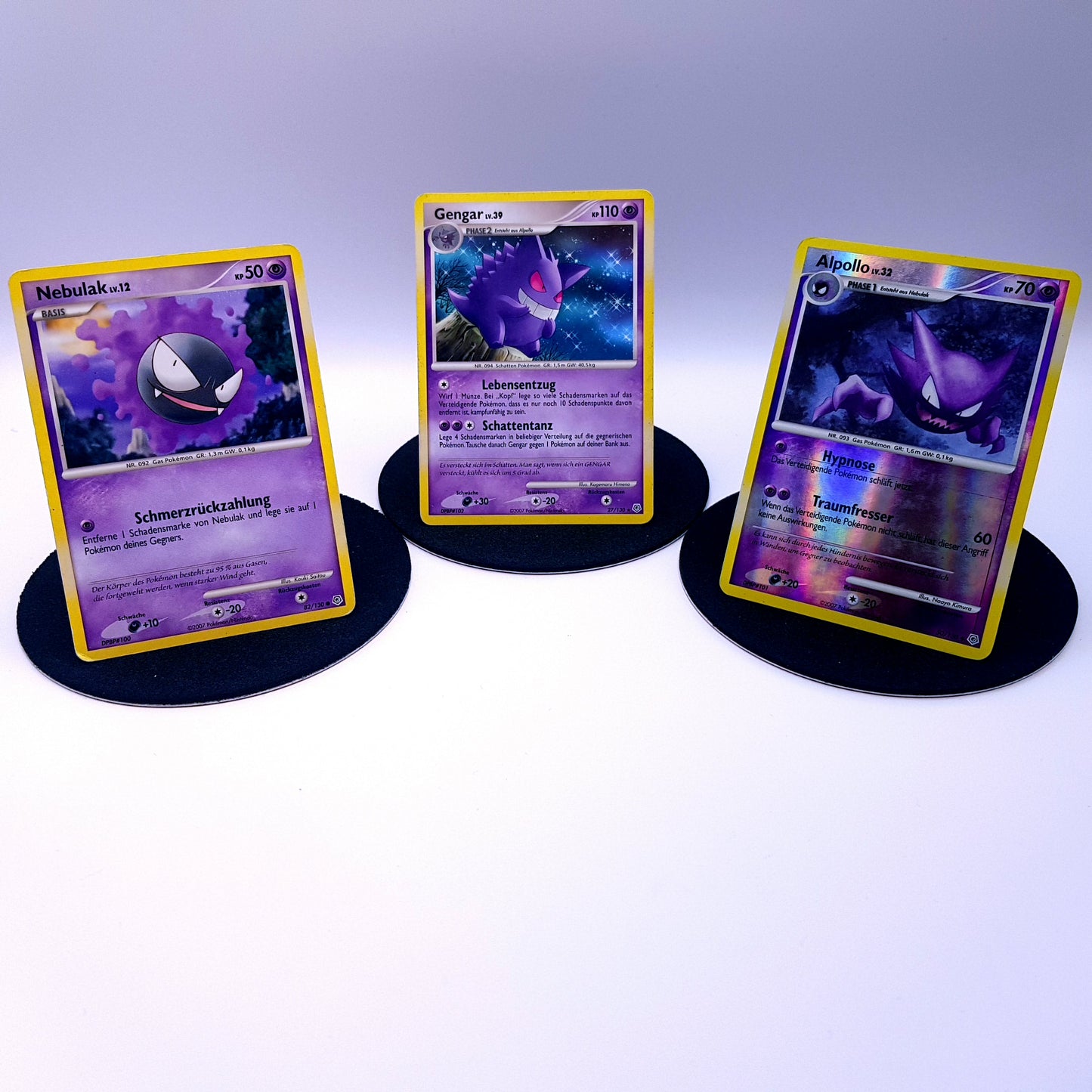 Pokemon Karten Nebulak 82/130 Alpollo 50/130 holo Gengar 27/130 Diamant & Perl 2007