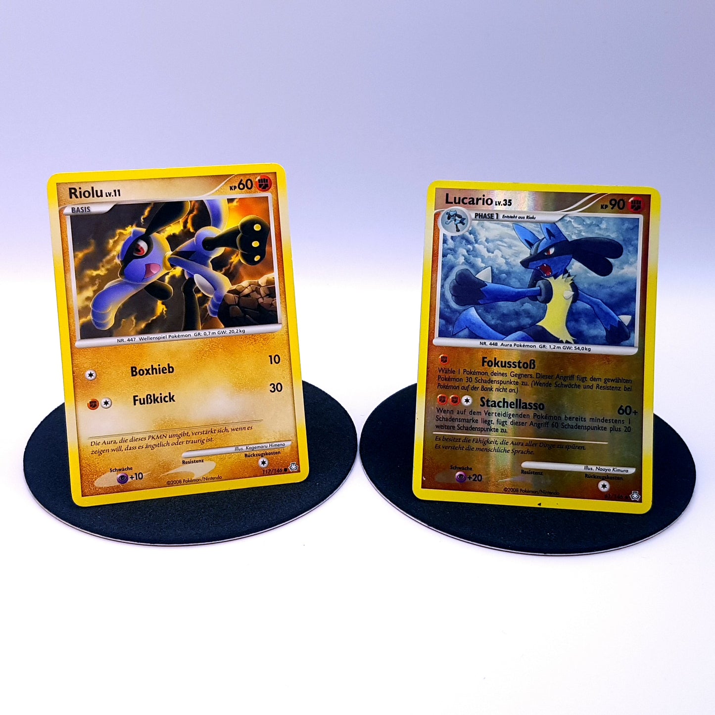 Pokemon Karten Riolu 117/146 & Lucario 61/146 holo Diamant & Perl 2008