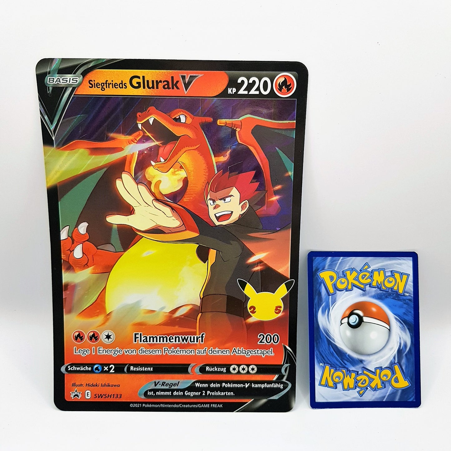 Siegfrieds Glurak V SWSH133  XXL Oversized Jumbo Pokemonkarte Black Star Promo Mint